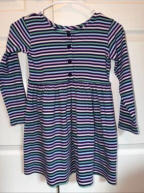 Hanna Andersson Day Play Henley Dress purple multi stripes size 120 (girls 6/7)